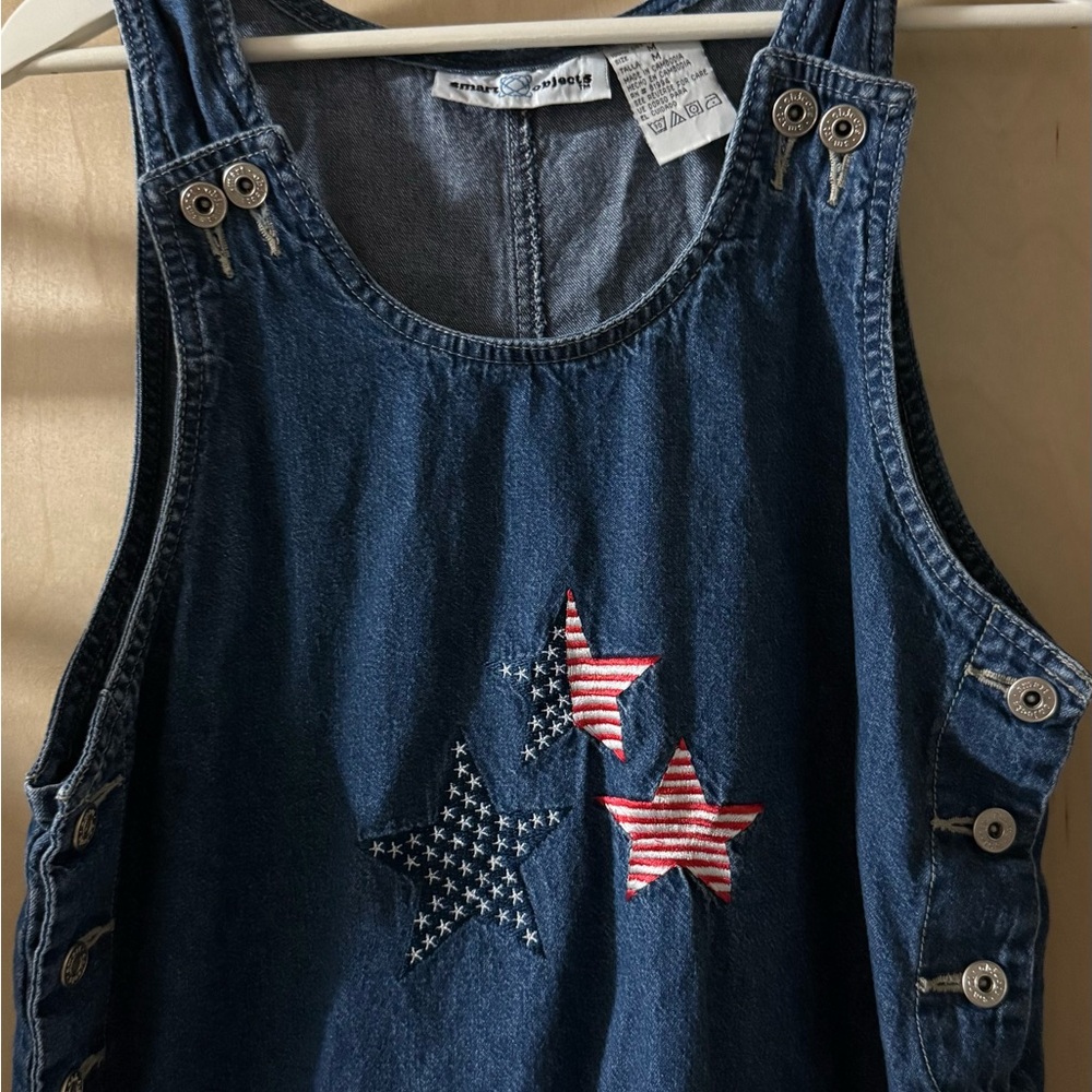 Vintage Denim Dress with Star Embroidery